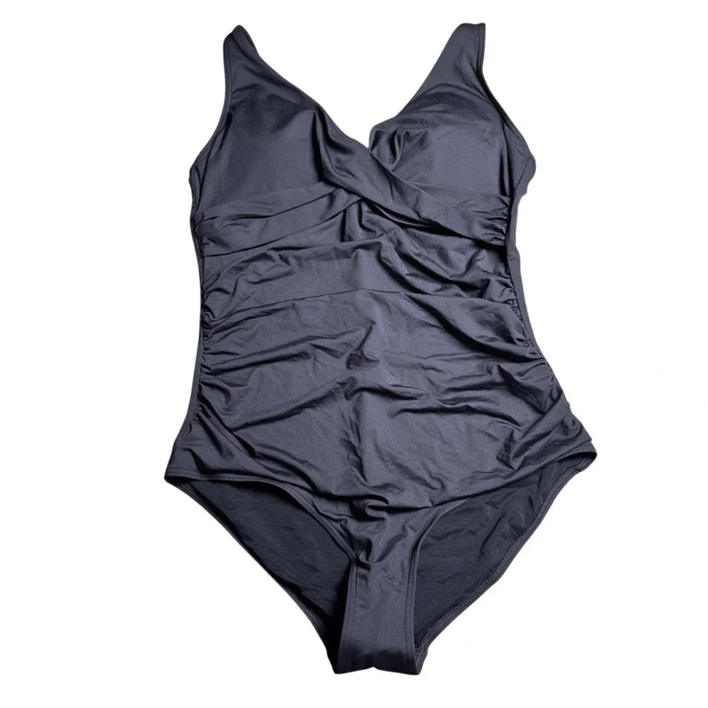 Nwt Sea Level One Piece Swimsuit Twist Top Ruched Sz 10 - Picture 4 of 13